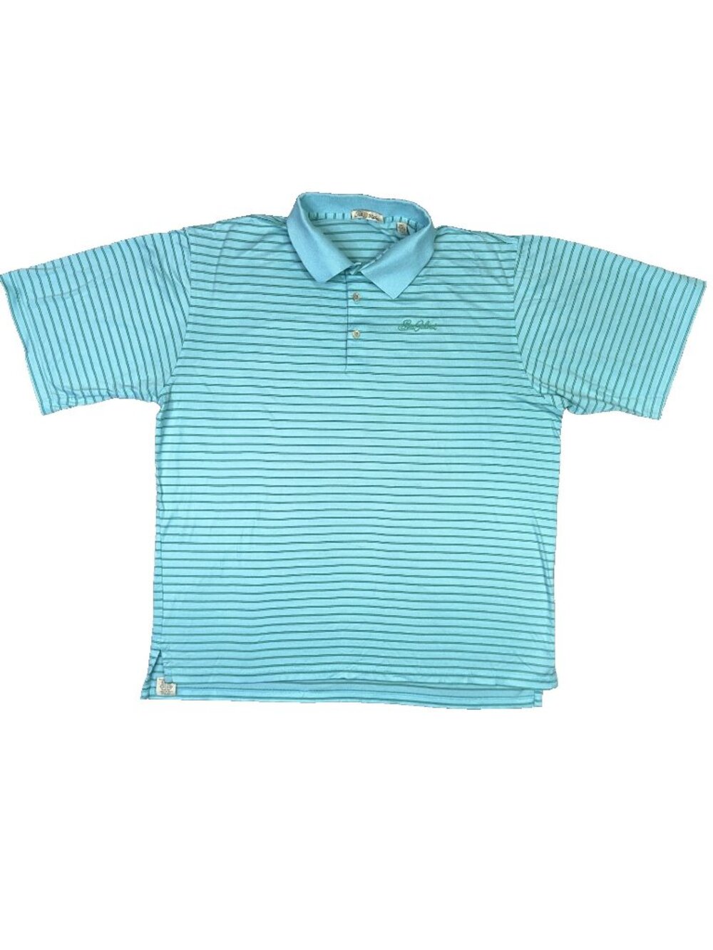 Peter Millar Sea Island Polo Shirt Mens 2XL Teal Blue Striped Mercerized Cotton